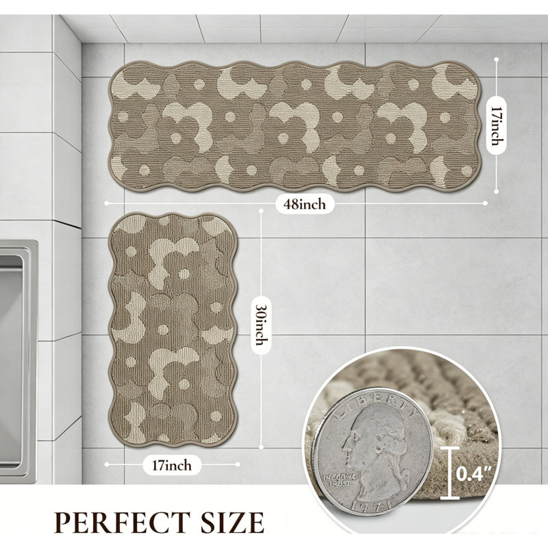Tapis de cuisine antidérapants et lavables, Beige