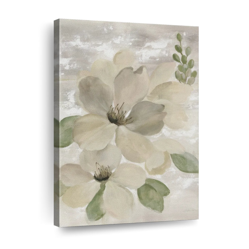 Blanc sur blanc, sauge à motif floral sur toile, H 24 po x l 16 po x P 1,25 po