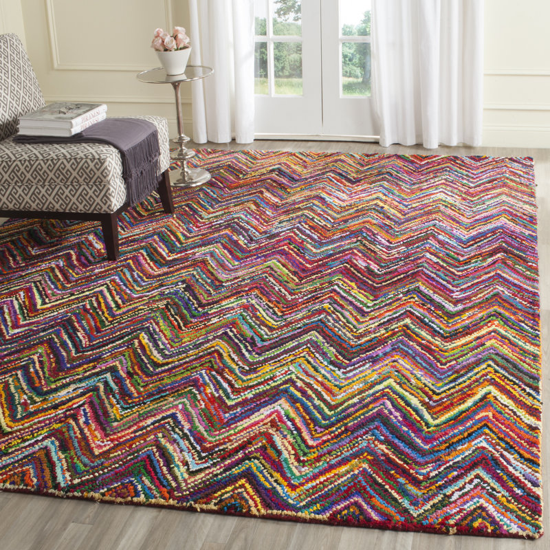 Barnes Hand Tufted Multi-Colored Area Rug, Square 6'