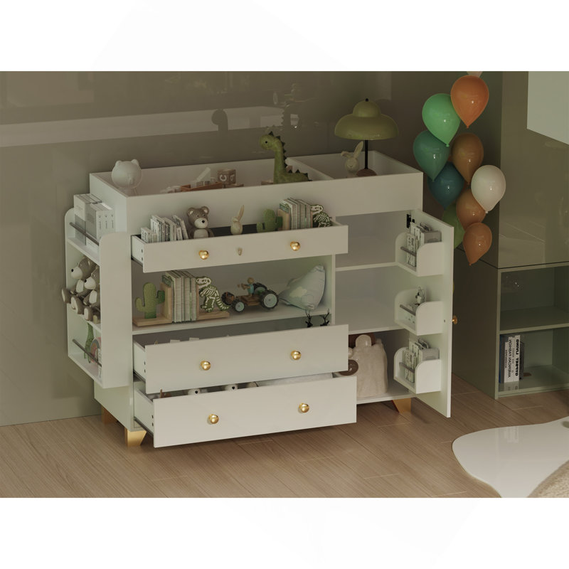 Commode à langer avec plateau large, 3 tiroirs, commode blanche