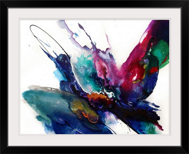 « Impulse IV », reproduction d'art, H 20 po x l 24 po x P 1 po, Cadre noir