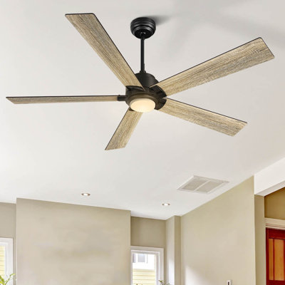 Ventilateur de plafond moderne et intelligent avec lumières DEL, ventilateur de plafond à 5 pales avec télécommande, ventilateur de chambre à coucher et ventilateur de salon