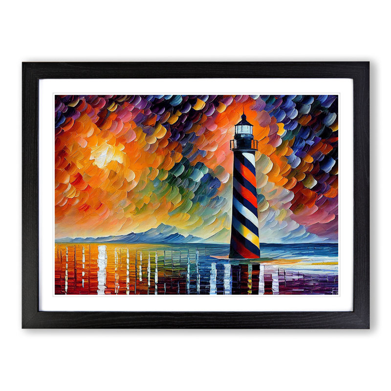 Lighthouse Vol.1 Abstract - Single Picture Frame Print, Black, 46cm H x 64cm W