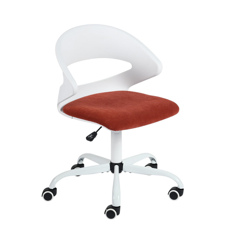 Chaise de bureau pivotante à hauteur réglable blanche et rouge