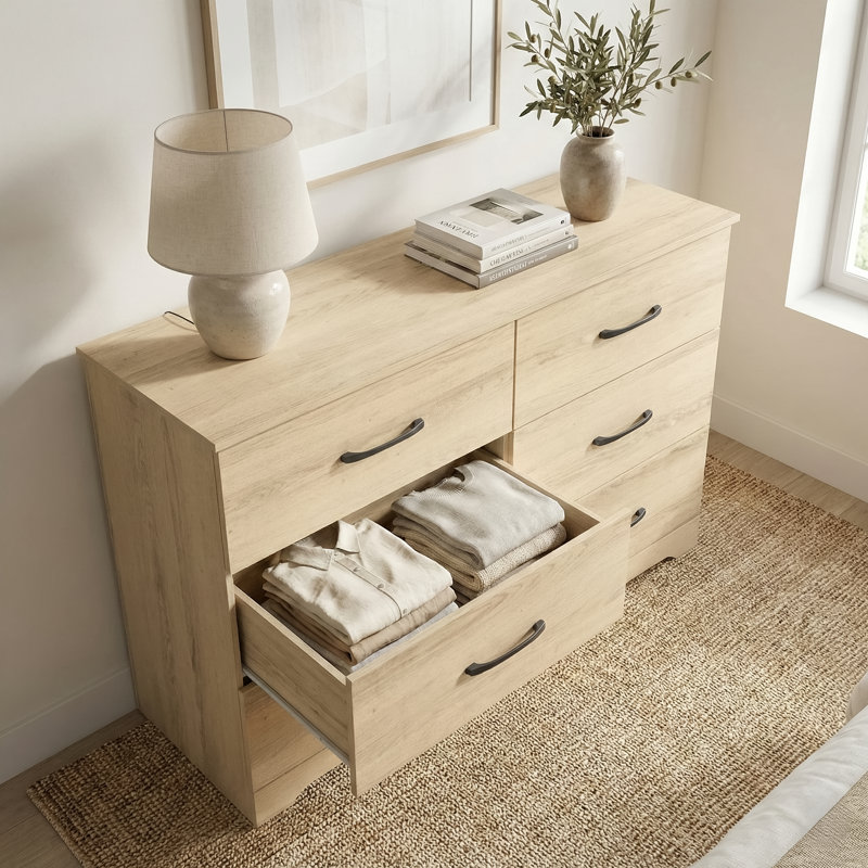 Arkia 47" W 6-Drawer Manufactured Wood Dresser, Oslo Oak