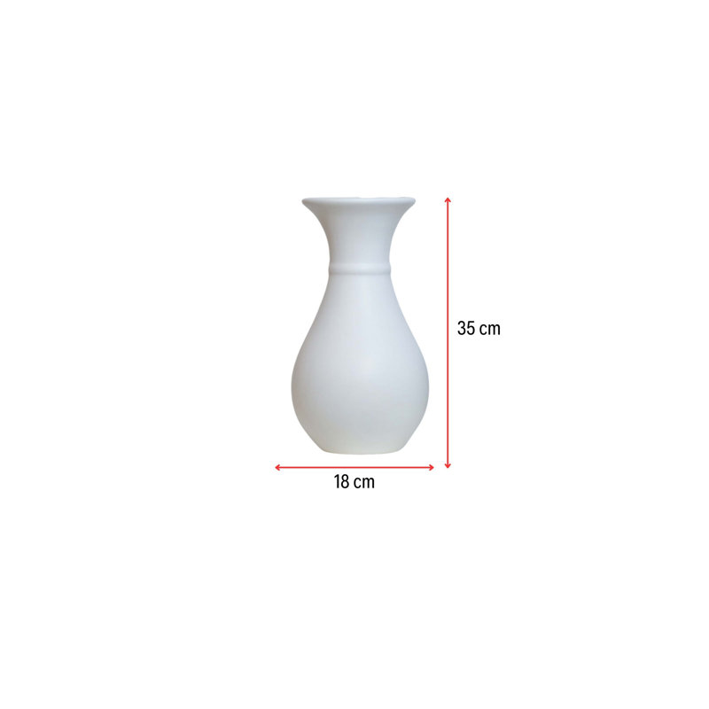 Élégant vase en céramique blanche, 7,1 x 7,1 x 13,8 pouces | 100% céramique de haute qualité | Parfait pour la décoration intérieure et les arrangements floraux | Décoration élégante pour le salon, la chambre à coucher ou les espaces de bureau