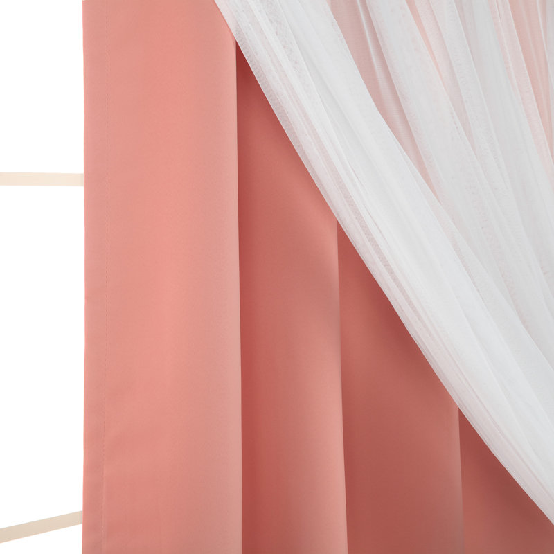 Paire de rideaux obscurcissant avec œillets Fortuna Brockham, Corail, L 52 po x L 63 po