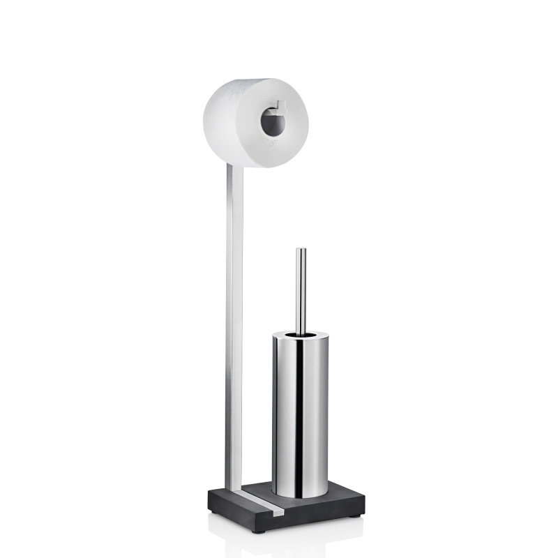 Menoto Free-Standing Toilet Roll and Brush Holder, Matt