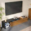 Meuble télé en bois avec tablettes en verre et éclairage DEL pour téléviseur de 65 po ou moins-860604792