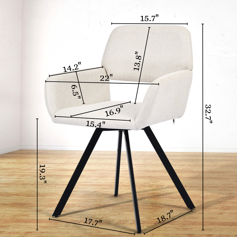 Fauteuil de coiffeuse pivotant rembourré avec pieds en métal noir, Ivoire ivoire
