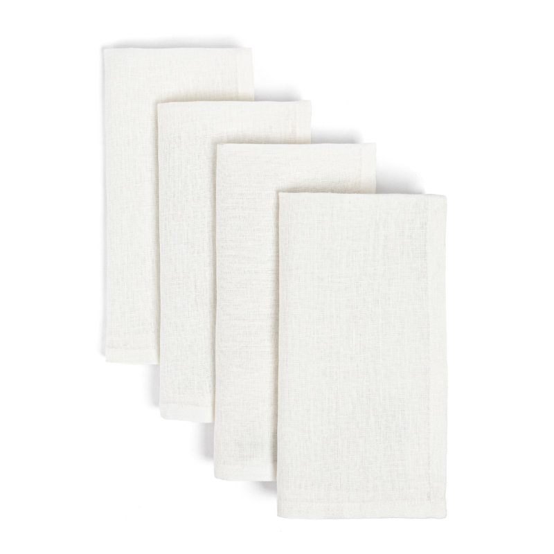 over&back 100% Linen Napkins, Ivory
