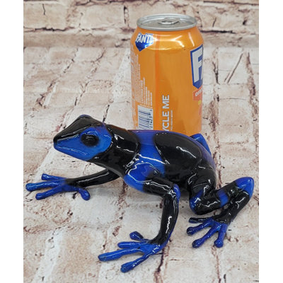 Blue & Black Poison Dart Tree Frog Bronze Metal Figurine Sculpture Signed Original Numbered Art Piece