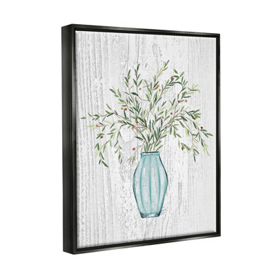 «Botanical Bouquet Vase Hanging Leaves Grain Motif» par Ziwei Li - impression sur toile