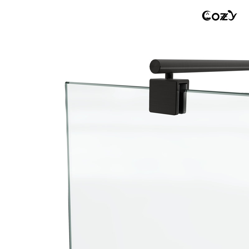 24"W x 76"H Fully Frameless Single Fixed Shower Panel, Matte Black