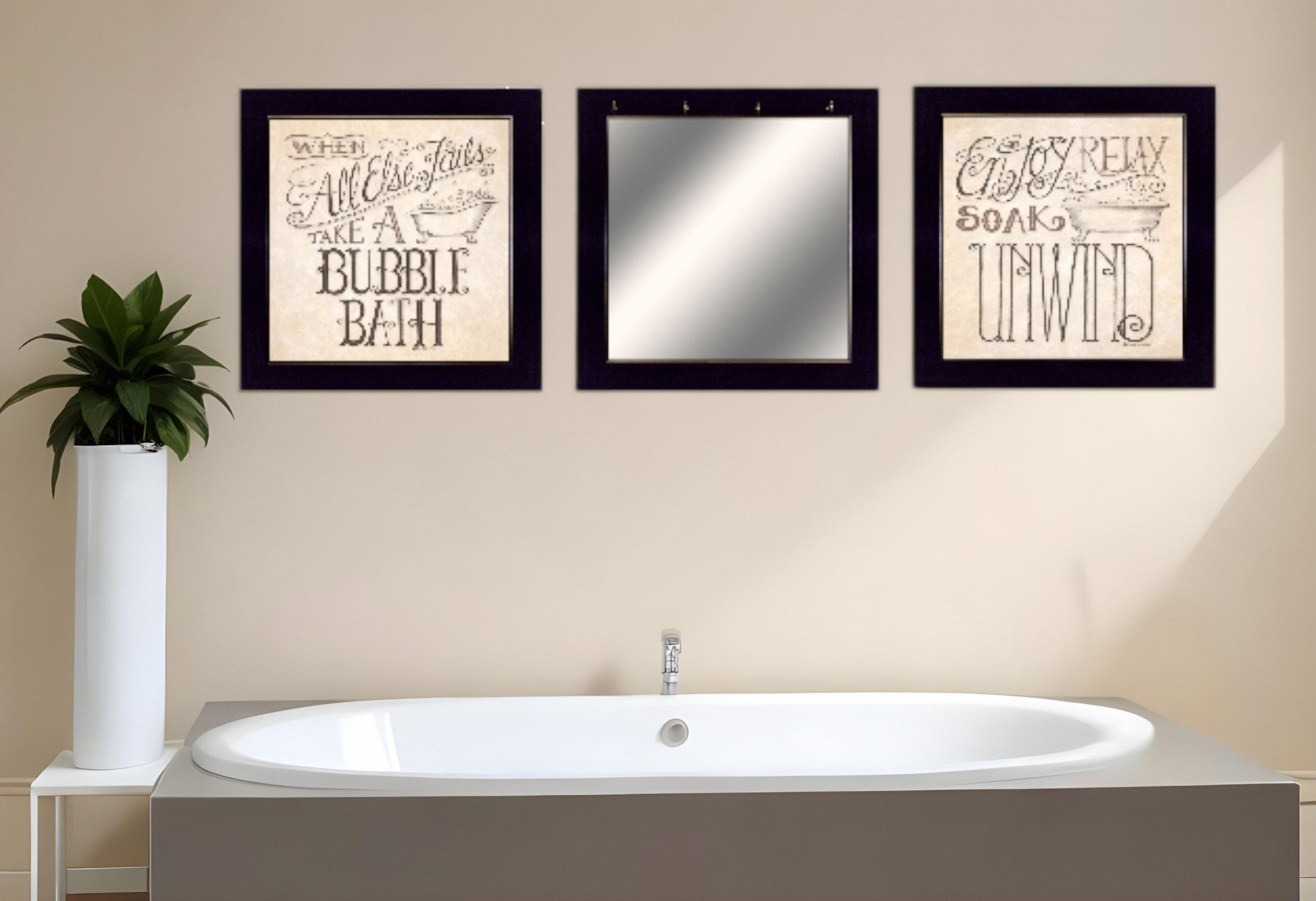 Lark Manor™ Set Of Three Soak and Unwind Black Framed Print Bathroom ...