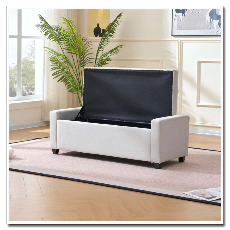 48" Storage Bedroom Bench, Beige