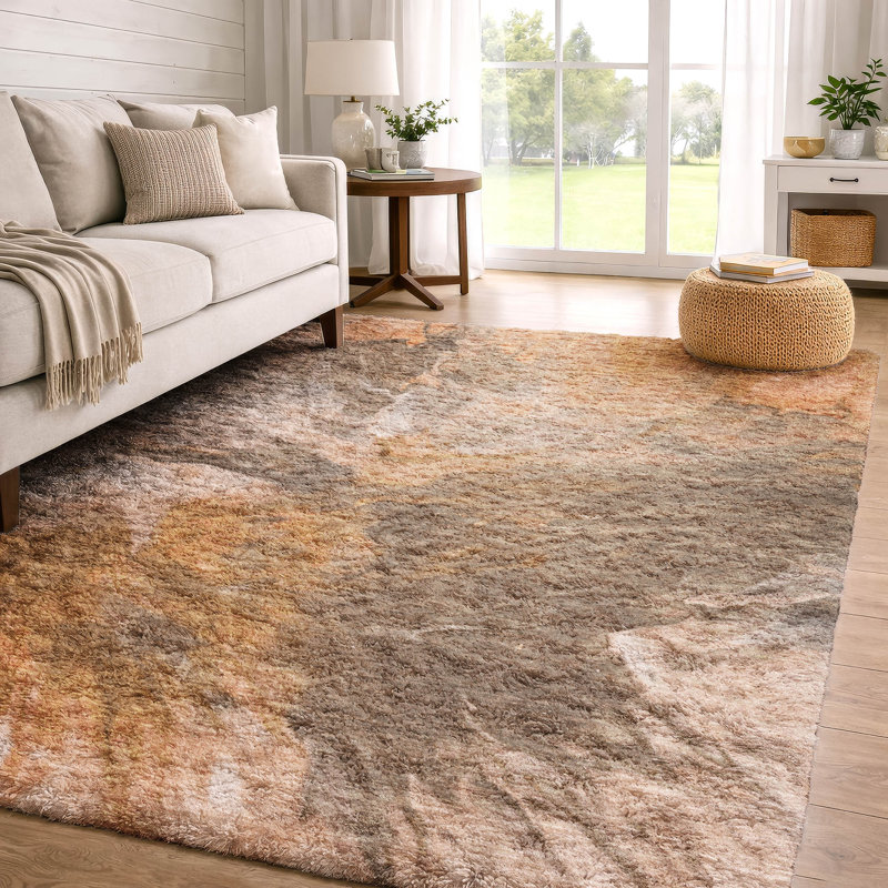Tapis à poil long de qualité supérieure lavable à la machine ADS641, Paprika, 9' x 12'