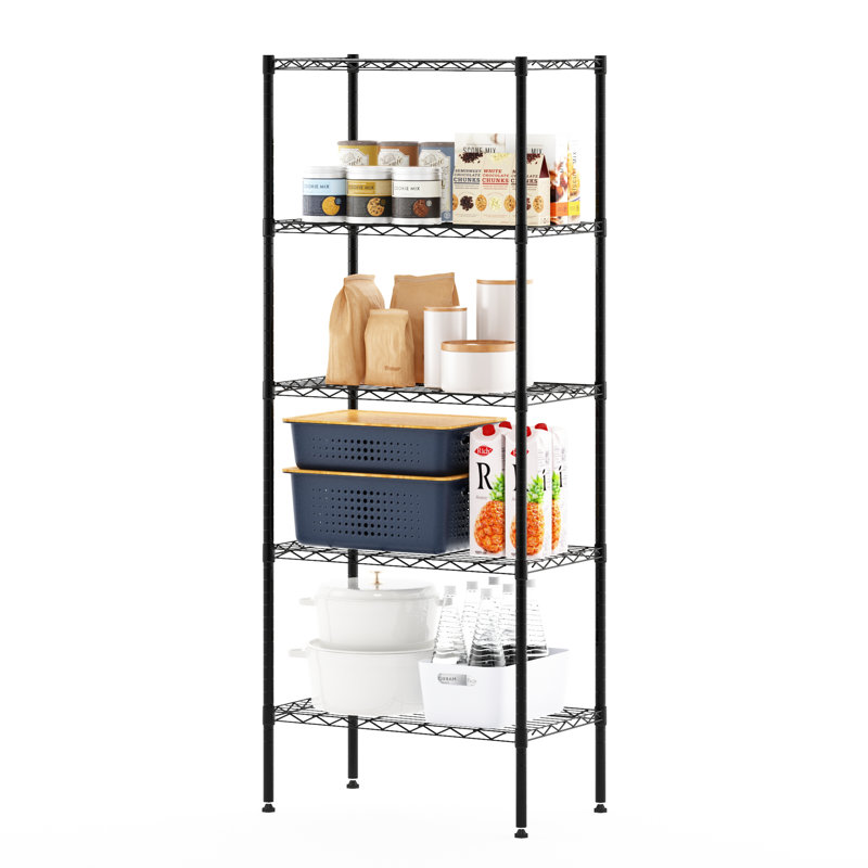 Canika Stainless Steel Storage Rack, Black, 152.4cm H x 60.96cm W x 35.56cm D