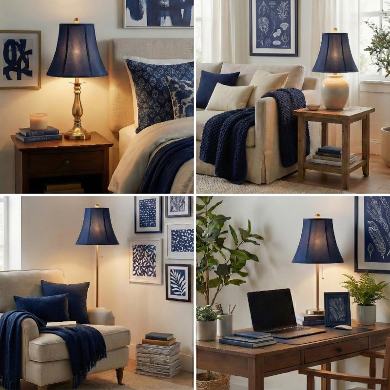Ensemble de 2 abat-jour de base Royal Designs, Inc., H 10,5 po x l 12 po x P 12 po, Marine