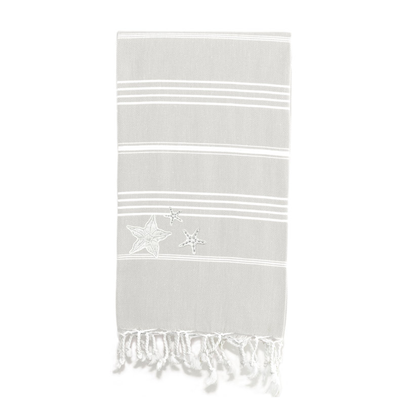 Serviette de plage 100% coton turc Lucky, Gris