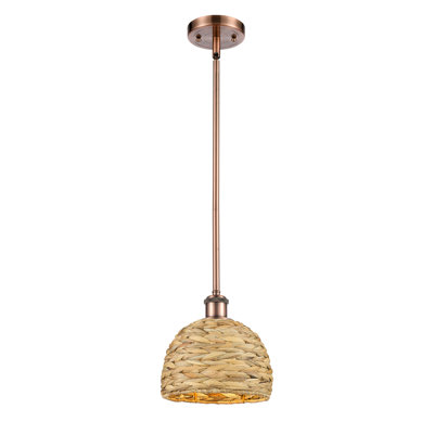 Malaga Woven Rattan 1 Light Stem Hung Pendant