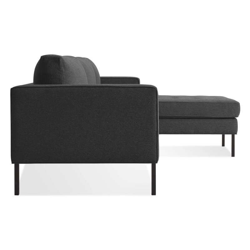 Paramount Chaise Sectional, Black, Sanford Oatmeal Basketweave, Right Hand Facing