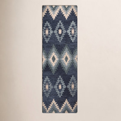 Doretta Blue Hand-Tufted Geometric Wool Rug