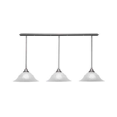 3 Light Stem Hung Linear Pendalier Shown With 16" Marble Glass