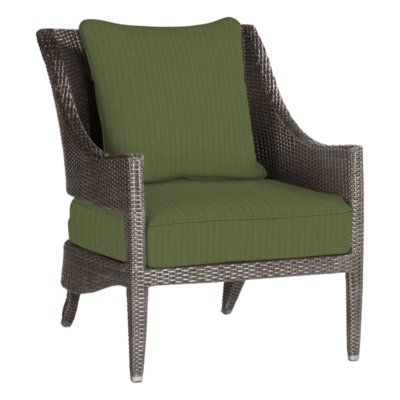 Athena Patio Lounge Chair with Cushions, Black Walnut, Linen Forest, Welt