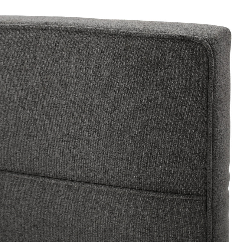 Elegant King/ King Headboard: Waffle Stitching, Piped Edges, Adjustable 48.5 - 53 Inches, Charcoal Grey Fabric Bed Modern Sized Headboard With Texture And Trim, In,