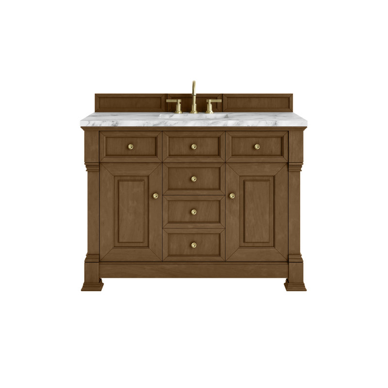 Brookfield 48'' W Single Vanity, Honey Oak, Carrara White, Widespread