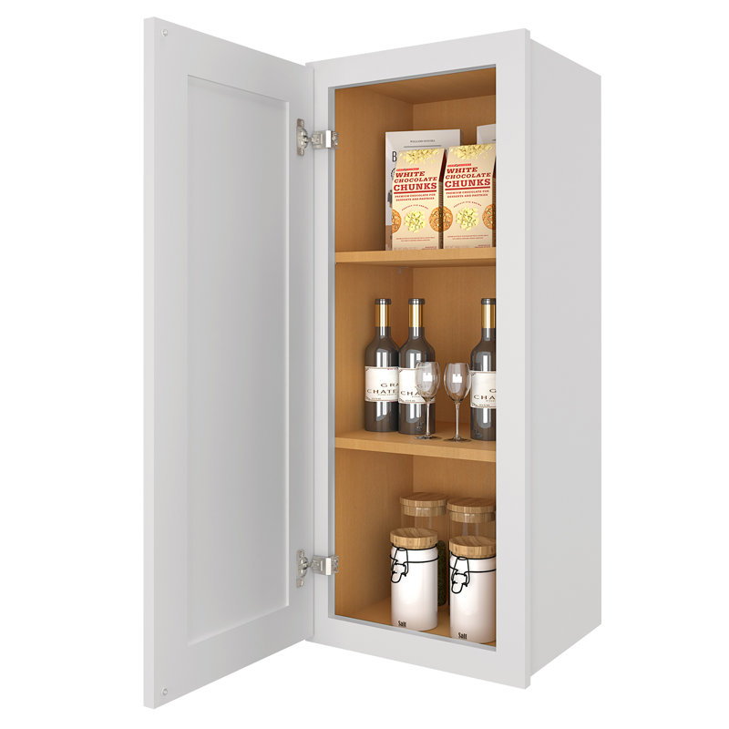 Armoire murale avec 1 porte et 2 tablettes, Shaker blanc antique, L 15 po x H 36 po x P 12 po