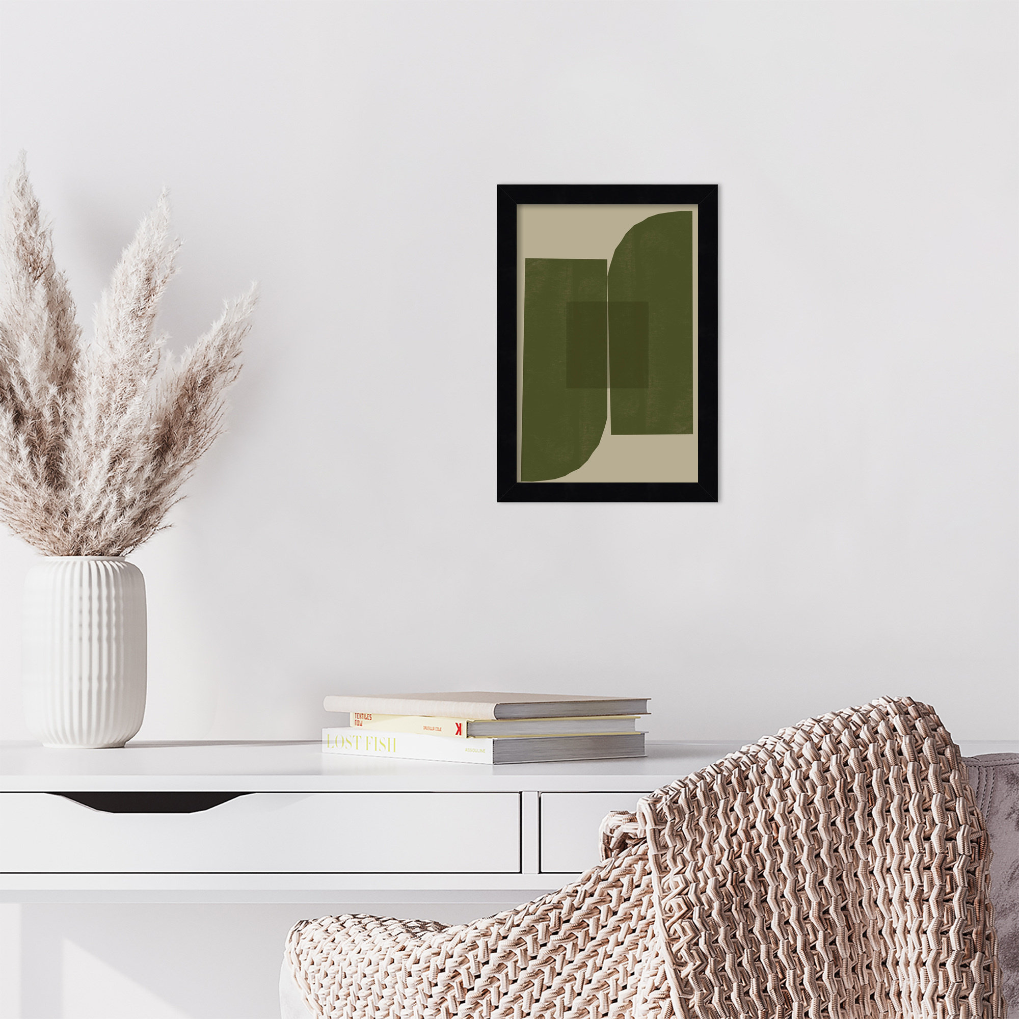 Green Composition 2 by The MIUUS STUDIO Wood Framed Wall Art Print, Black, 13" H x 9" W