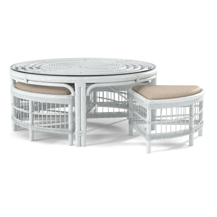 Raffles Rattan Cocktail Table with Benches