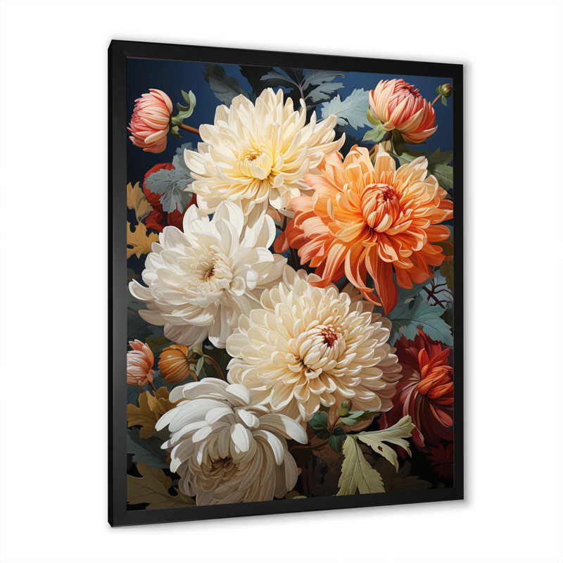Collage d'automne Yareily Chrysanthemums I, Cadre photo noir, H 20 po x l 12 po x P 1 po