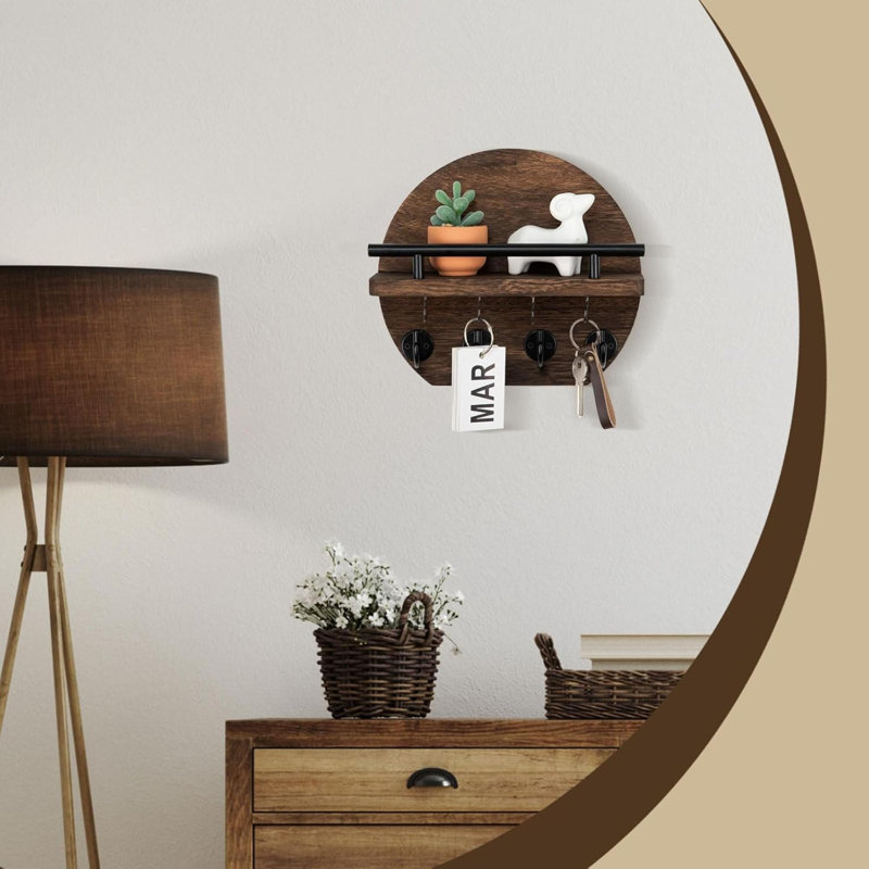 Manufactured Wood Wall Organizer, Brown