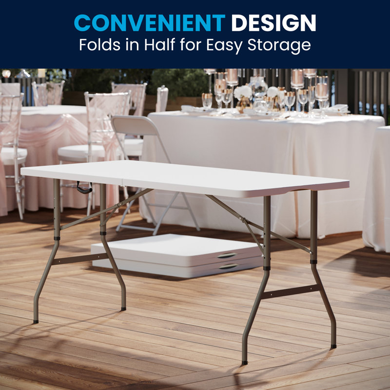 Modern 60'' Gray Metal Frame Rectangular Folding Patio Table