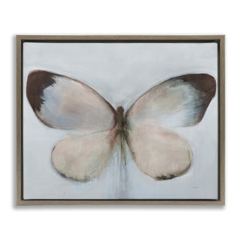 Ailes de papillon délavées, H 25 po x l 31 po, Cadre flottant orme Montalcino