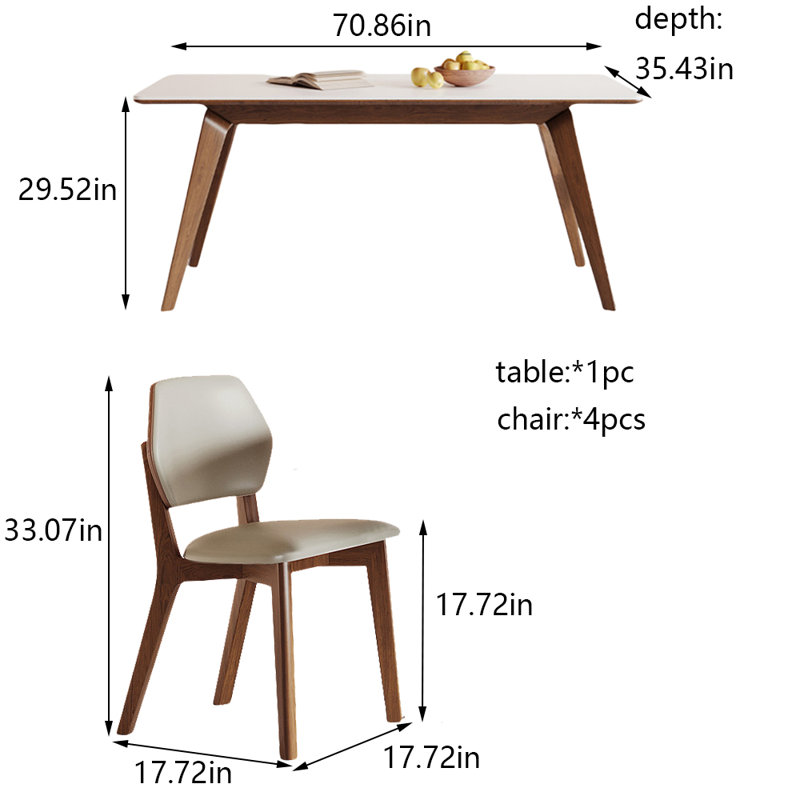 Ensemble de table de salle à manger et chaises Modern Rock, 5
