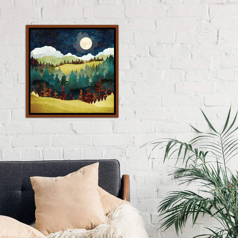 Lune d'automne - imprimé, H 26 po x l 26 po x P 1,5 po, Cadre flottant brun