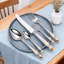 Ensemble de couteaux à steak 20 pièces avec cuillère à thé et fourchette, ensemble de couverts Western en acier inoxydable 304 plaqué or 24 carats