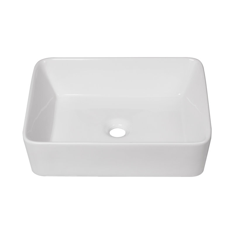 19" x 15" Drop-In White Vitreous China Rectangular Bathroom Sink Vessel Sink with Faucet, Black