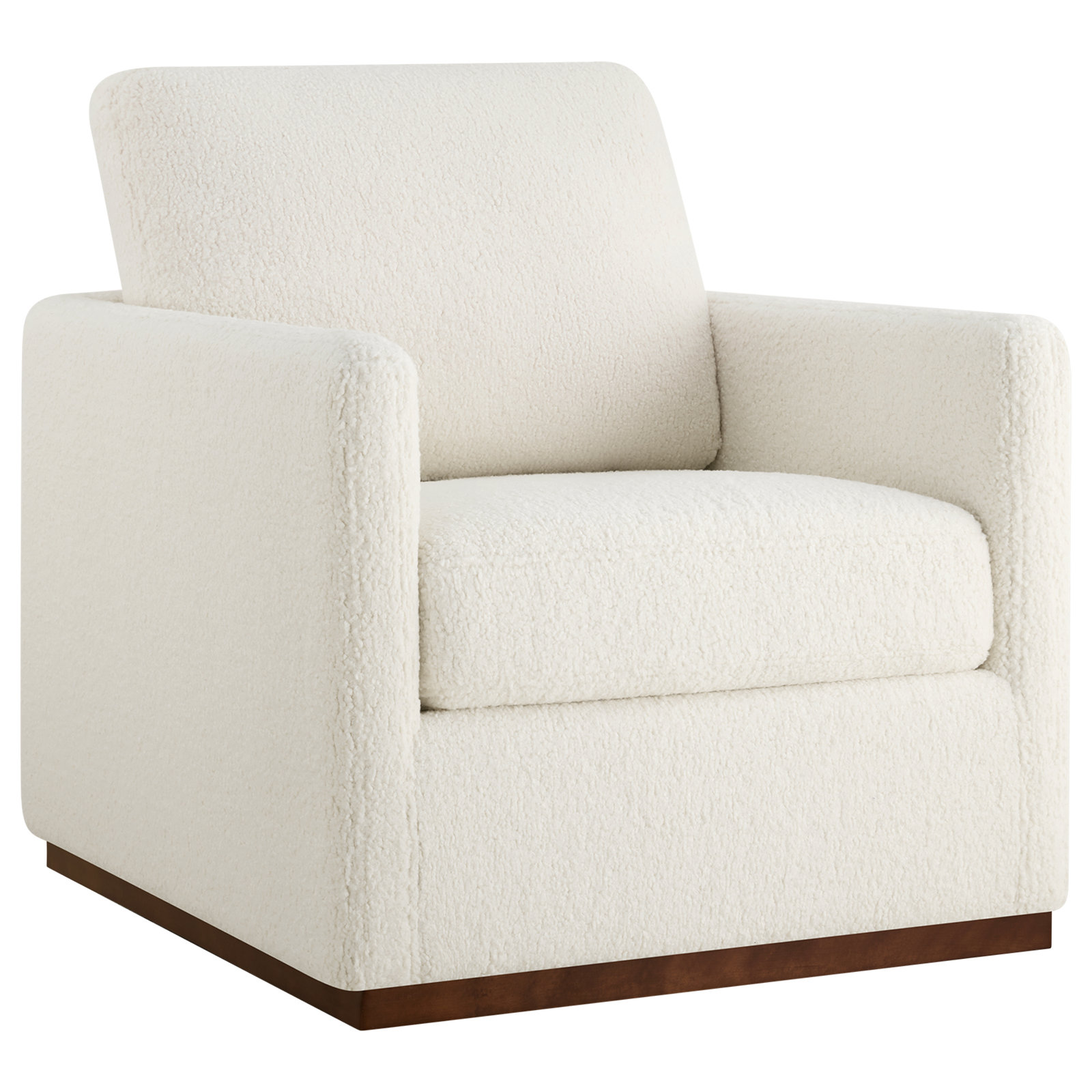 Bobbi Walnut Swivel Armchair, White