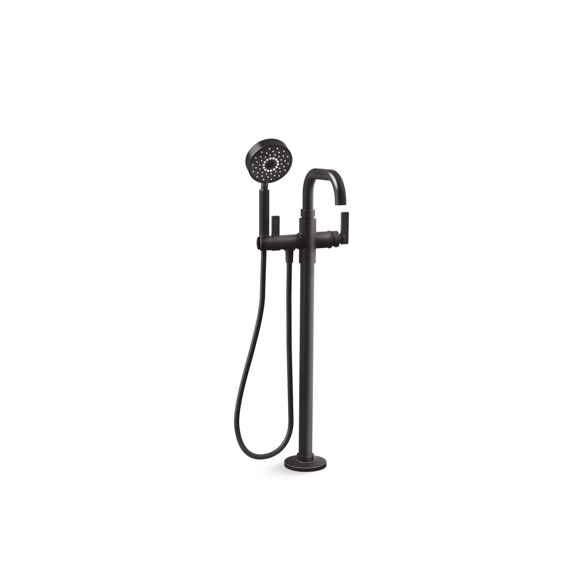 Castia by Studio McGee Floor-Mount Bath Filler Trim with Handshower, Matte Black