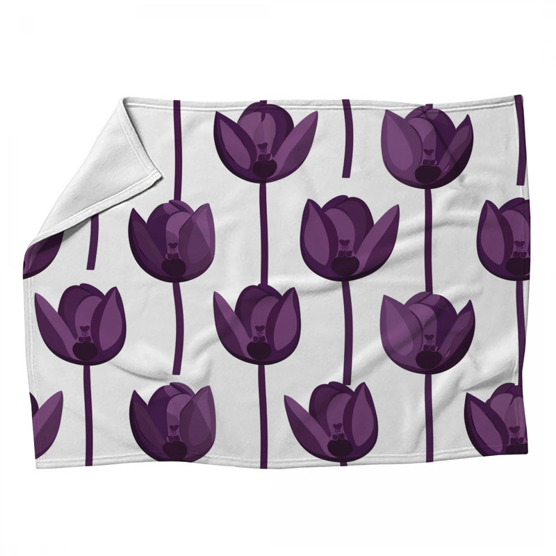 Jeté en molleton Tulips - Jetés floraux pour canapés ou lits, L 80 po x l 60 po