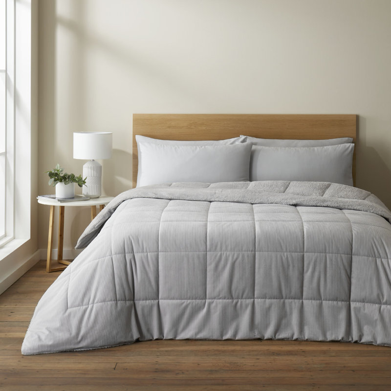 Cosy Cord Coverless Comforter Duvet, Silver Grey