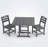 Gray HDPE Outdoor Patio Dining Set, 37.8 in. Square Table with 2 Chairs, All-Weather 3-Piece Bistro Set