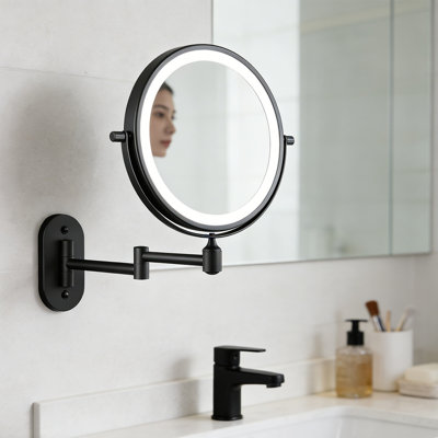 Wall Mounted Makeup Mirror With Light，3X/20X Magnifying Mirror，360° Rotation，3 Colour Lighting，Extended Arm