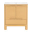 Softened Modern Bathroom Vanity with Ceramic Sink, Natural Wood Grain, Solid Wood Frame, Soft-Close Doors & Drawer, Adjustable Shelf , All-in-One Package-1821528431