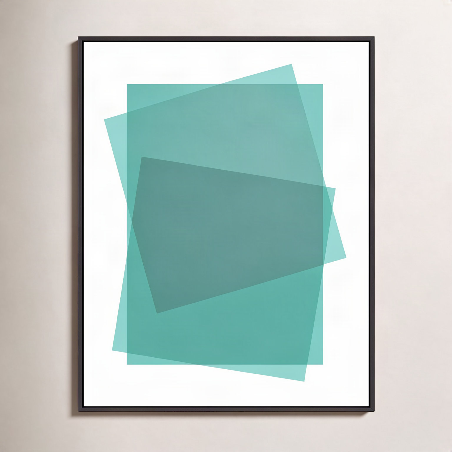 Aqua Kami by Jacques Pilon, Black Framed Canvas, 50" H x 40" W